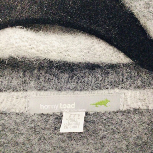 Horny Toad sweater women medium grey stripe button pockets soft wool angora - Picture 4 of 9